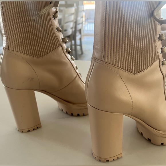 Gianvito Rossi - Martis Booties Beige Leather Combat Lace Up Boots EU 37 US 6.5 - Picture 6 of 11